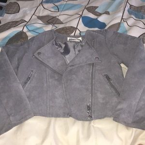Gray H&M Suede Moto Jacket
